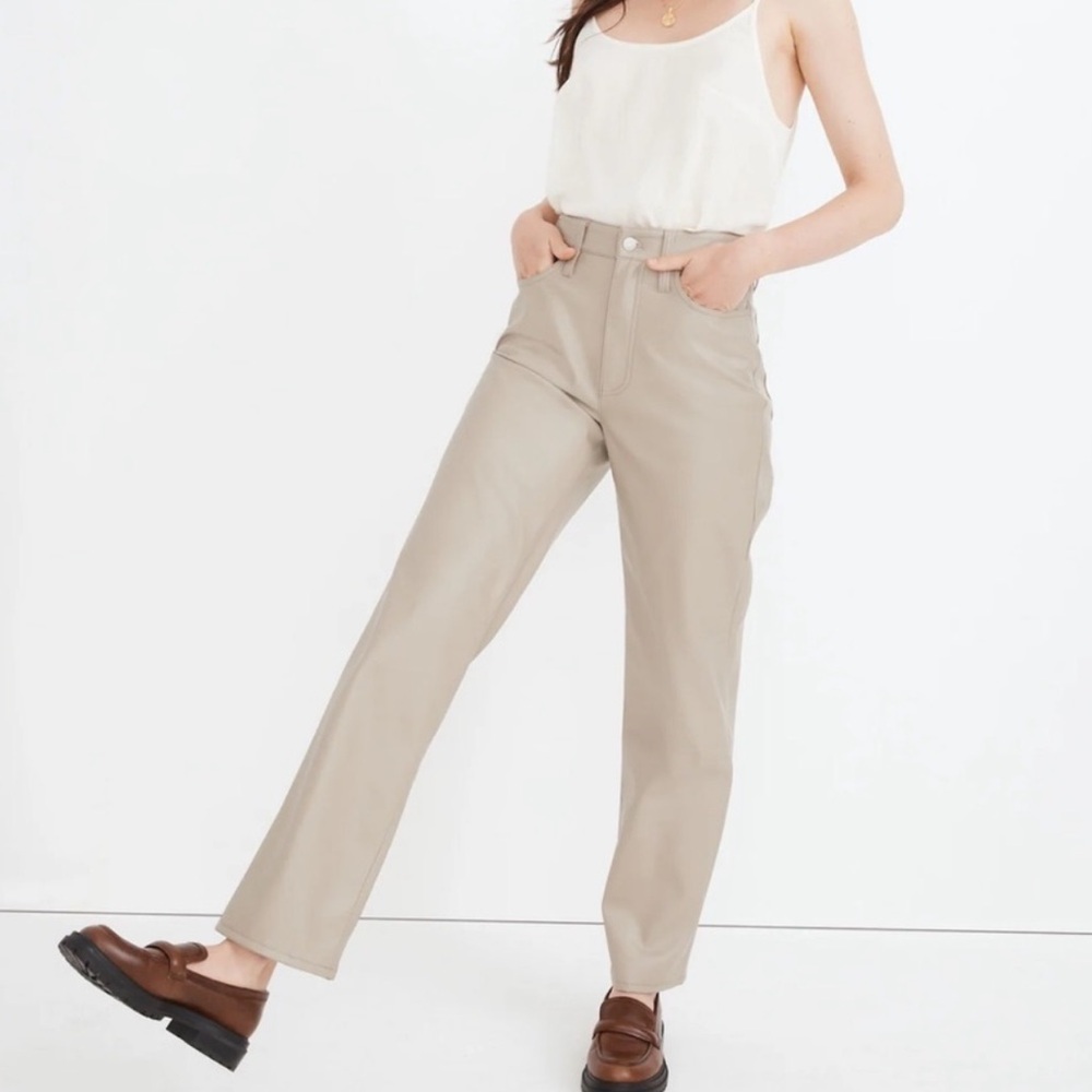 Madewell Tan Faux Leather Straight Leg Pants